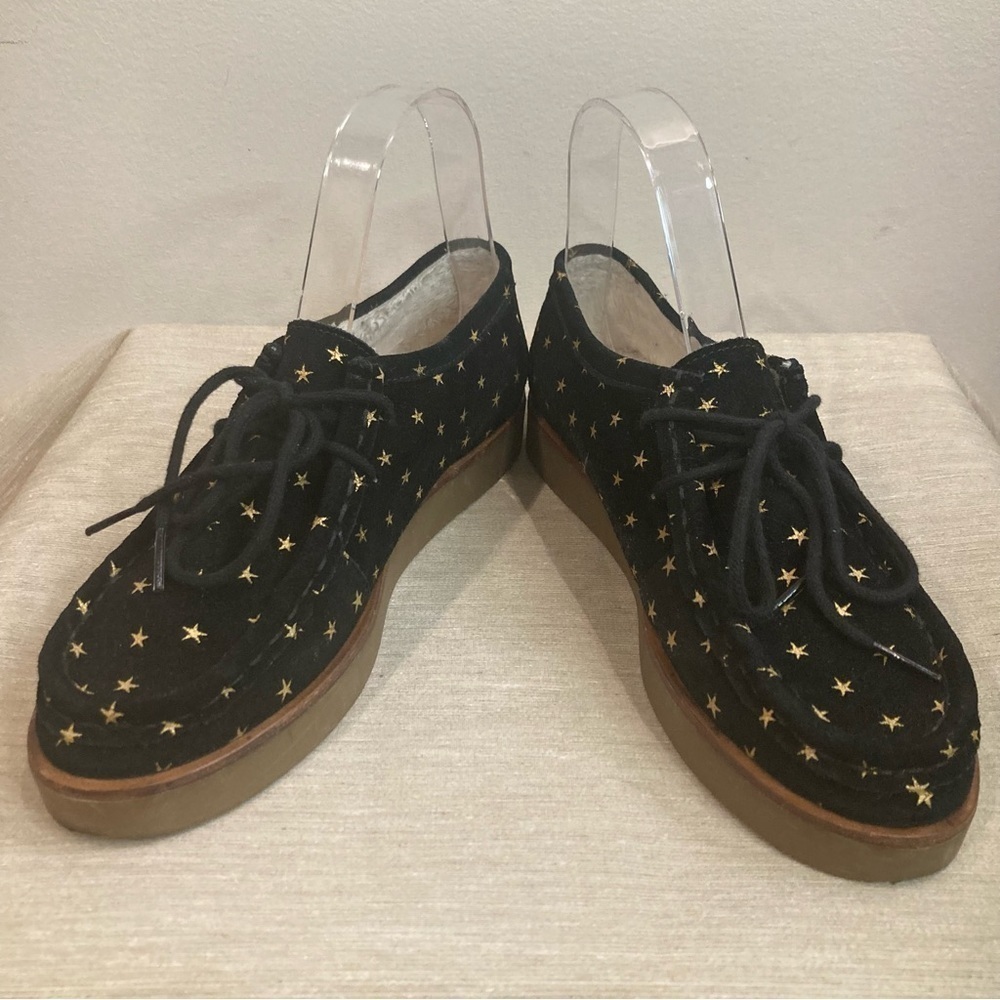 THE GREAT Sz 7 Scout Black Stars Low Top Chukka Ankle Lace Up Loafer Shoes